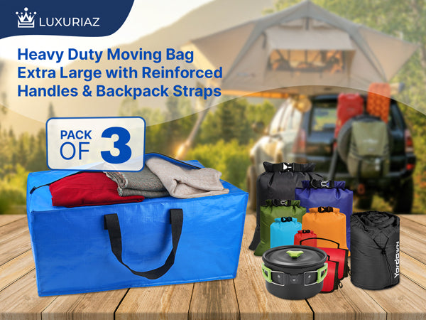 Moving Bags Heavy Duty with Backpack Straps, Strong Handles, and Zippers Sky