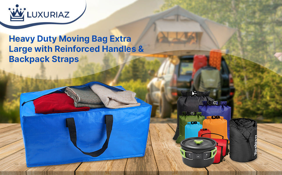 Moving Bags Heavy Duty with Backpack Straps, Strong Handles, and Zippers Sky