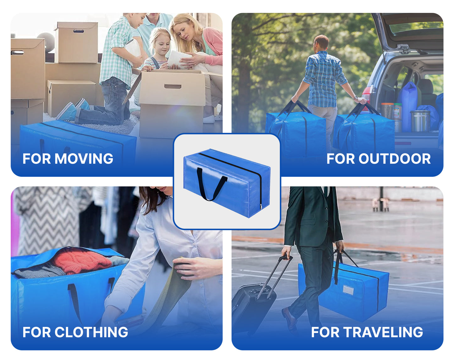 Moving Bags Heavy Duty with Backpack Straps, Strong Handles, and Zippers Sky